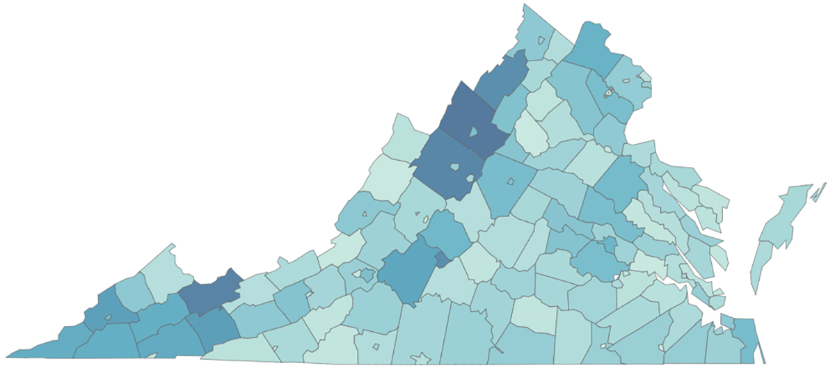 Virginia County map