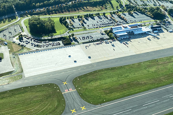 runway lines at an airport in Virginia.