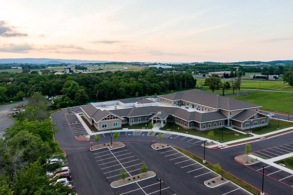 Harrisonburg-Rockingham Community Services Board building and parking lot.