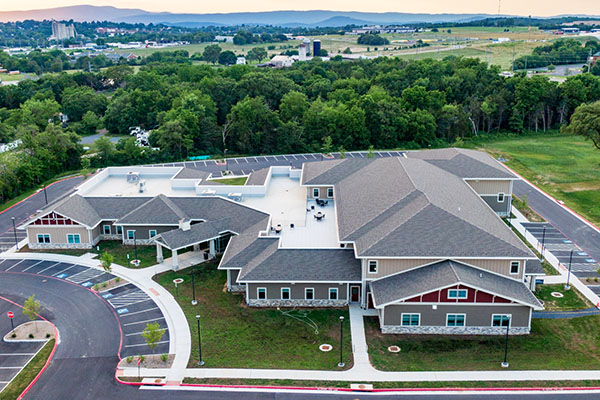 Harrisonburg-Rockingham Community Services Board building and parking lot.