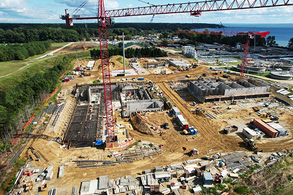 Construction on Hampton Roads Sanitation District facility.